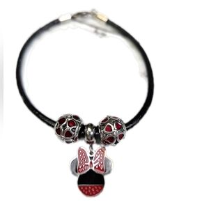 Black and Red Bow Charm Bracelet